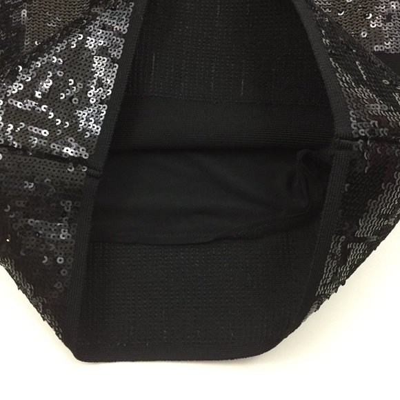 GUESS Black Sequin Inserts Pull On/Elastic Waist Stretch Mini Skirt - Picture 4 of 7